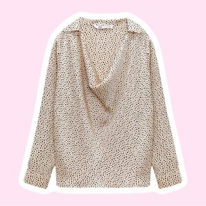 ZARA Fluid Neckline Dotted Blouse